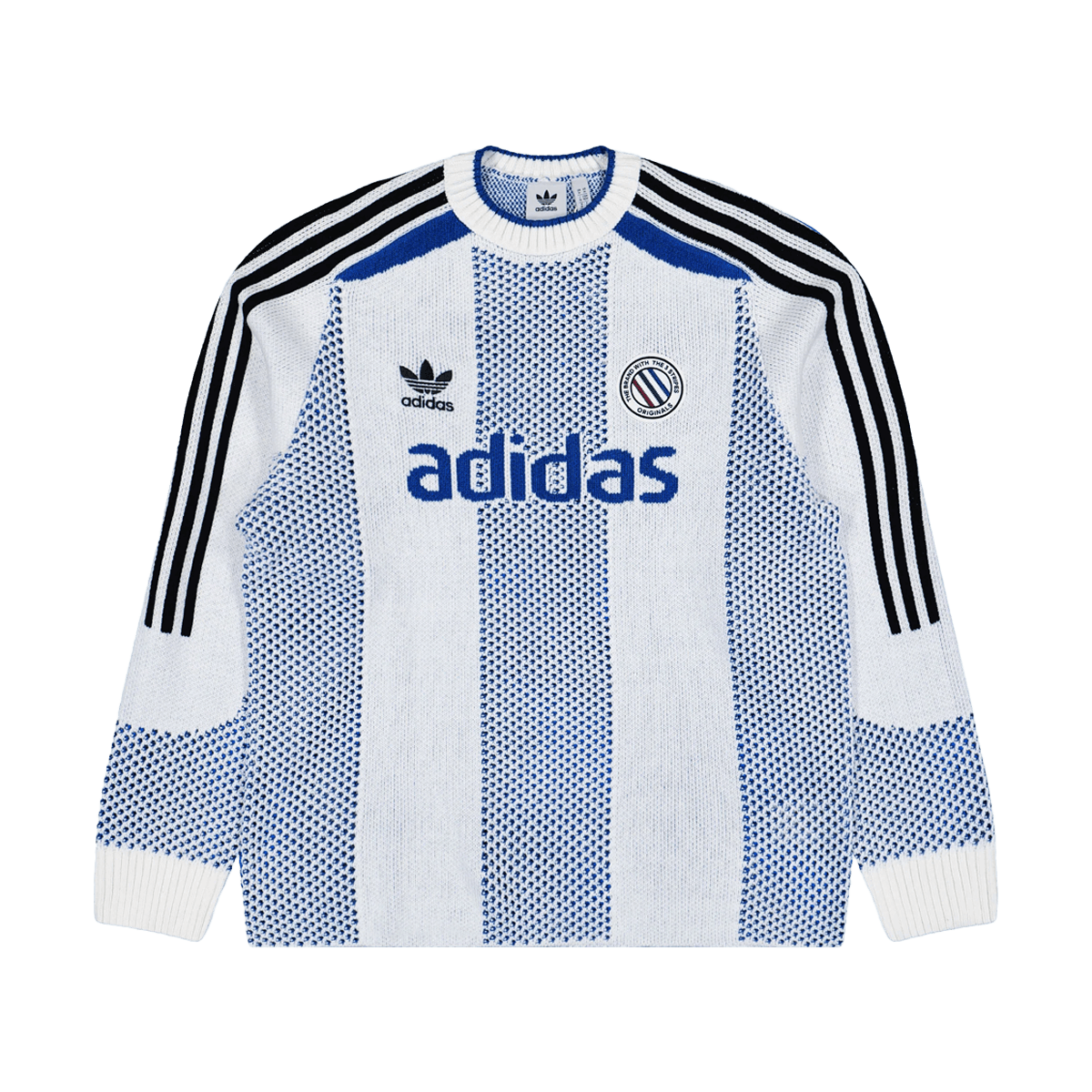 adidas Adicolor Blokecore LS Pullover 'White & Blue'