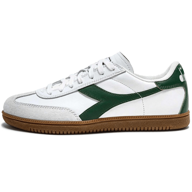 Diadora Trainer Leather - White and Foliage Green