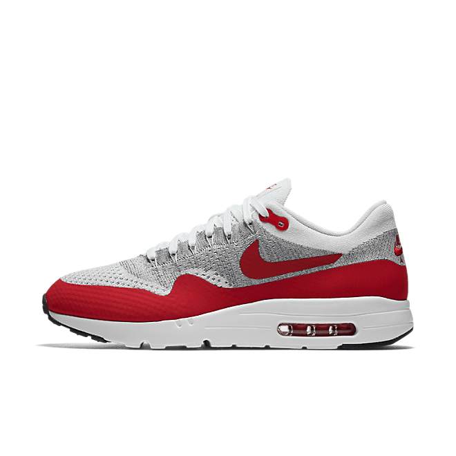 Nike Air Max 1 Ultra Flyknit (White/Pure Platinum-Cool Grey-University Red)