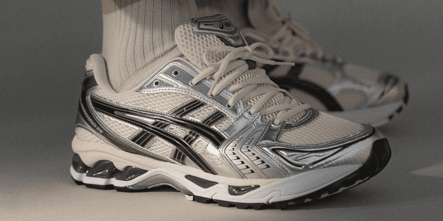 silver and black ASICS Gel-Kayano