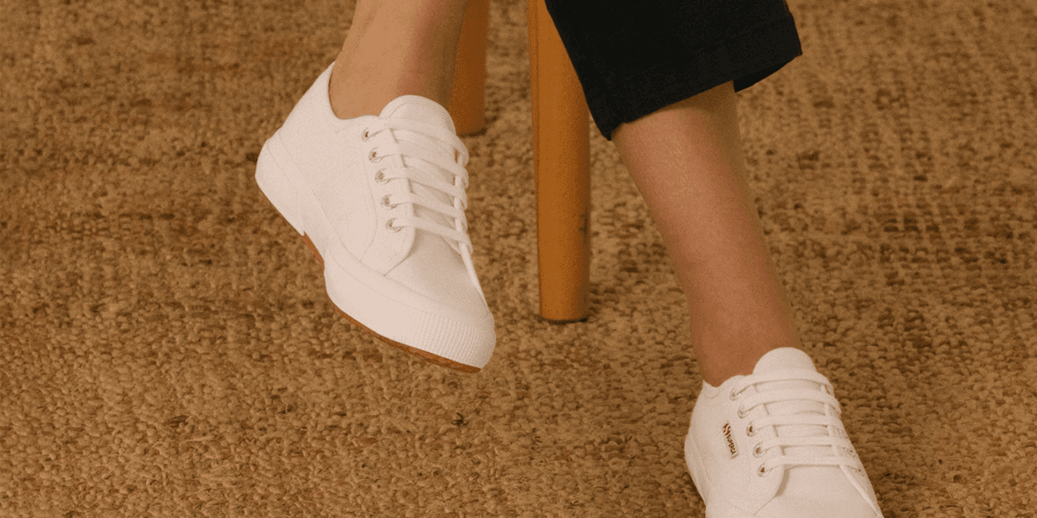 white superga sneakers on feet