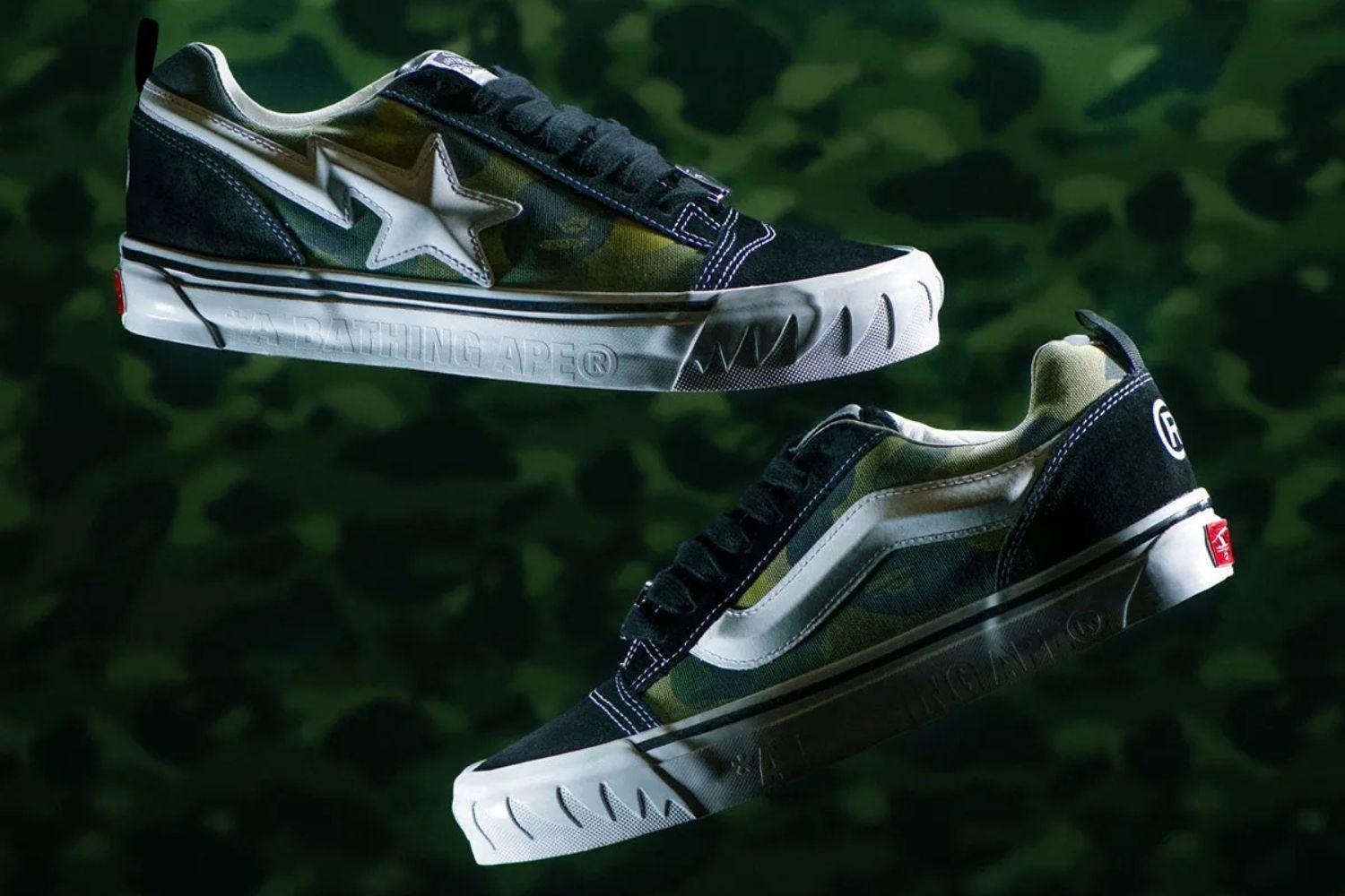 BAPE and Vans Stack Camo and 3D Stripes on the Premium Knu Skool