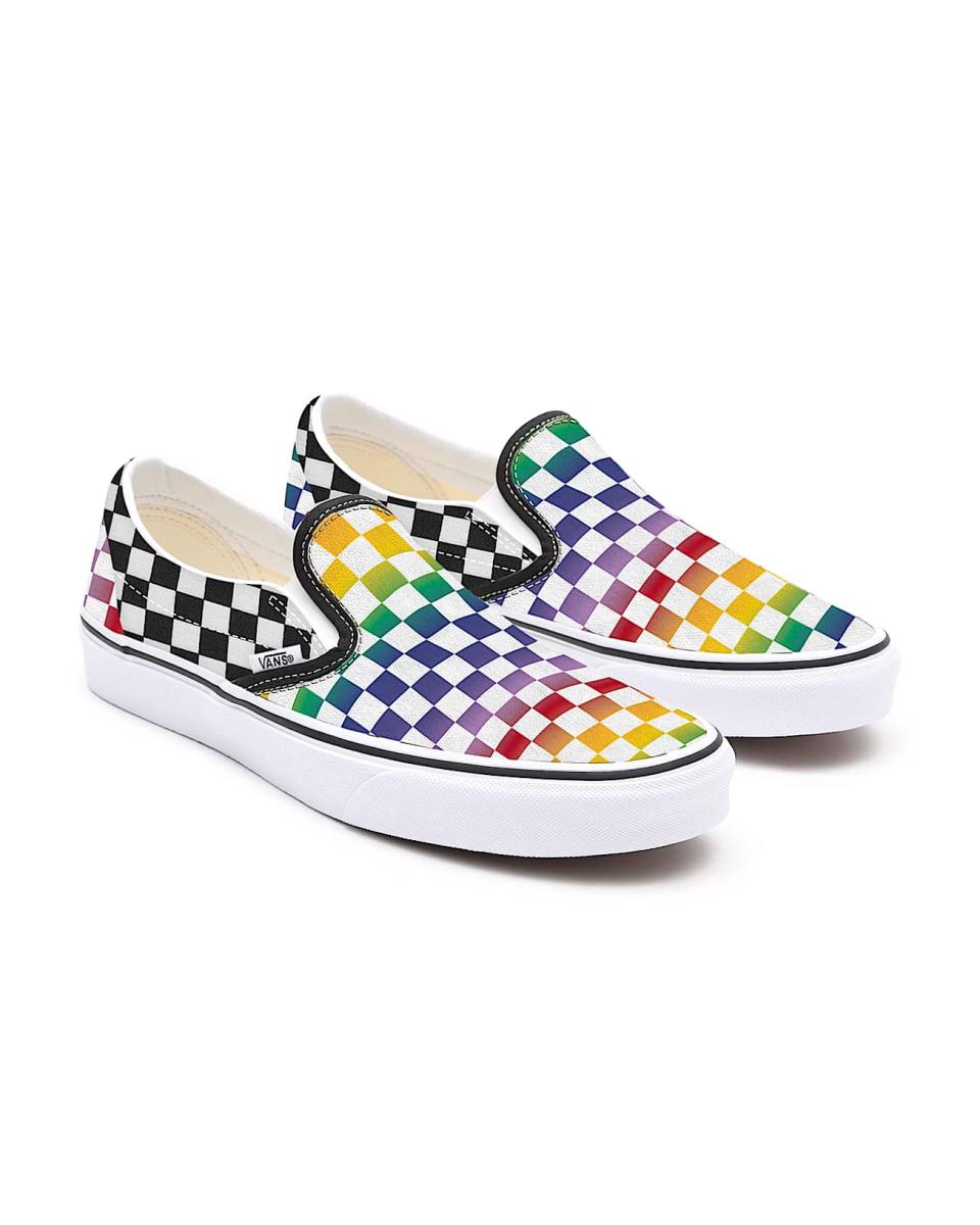 Vans Gepersonaliseerde Rainbow Checkerboard Slip-On