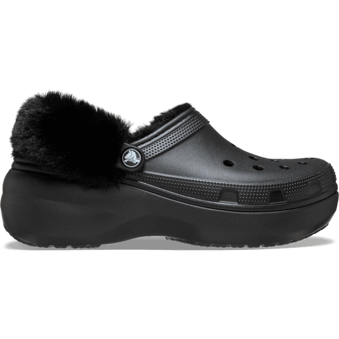 Crocs Women Classic Platform Fuzz Lined Clogs Black