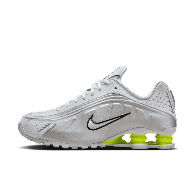 Nike Shox R4 White Metallic Silver Volt (Women's)