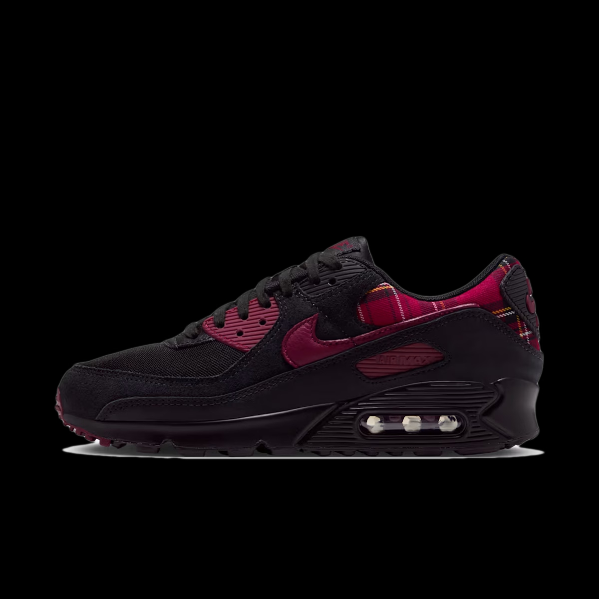 Nike Air Max 90 'Black & Tough Red' - Plaid Pack