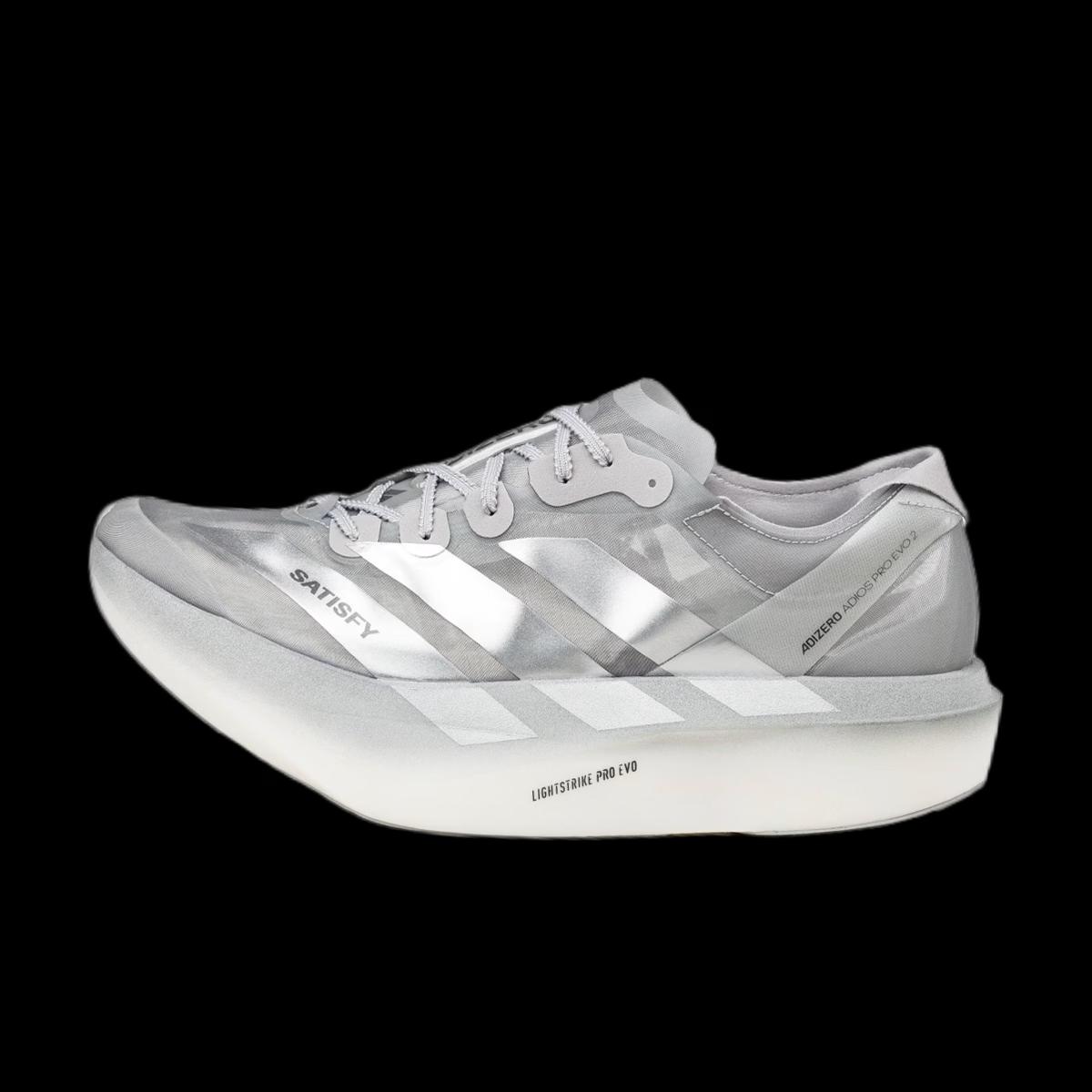 Satisfy x adidas Adizero Adios Pro Evo 2 'Silver Metallic'