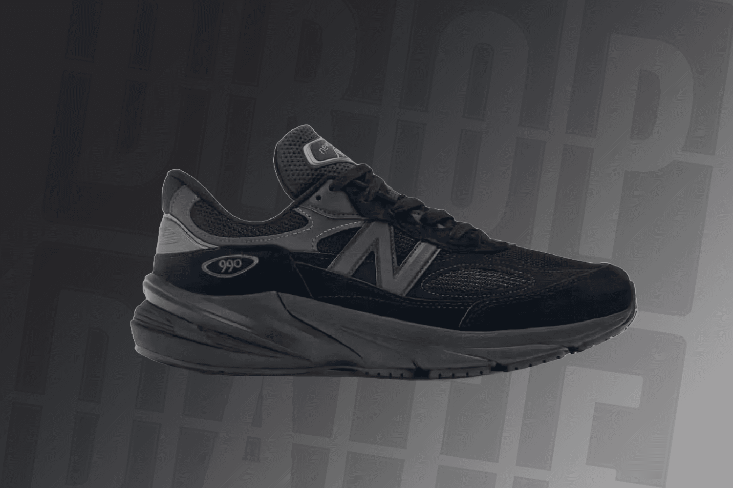 The New Balance 990v6 appears in a 'Triple Black' colourway