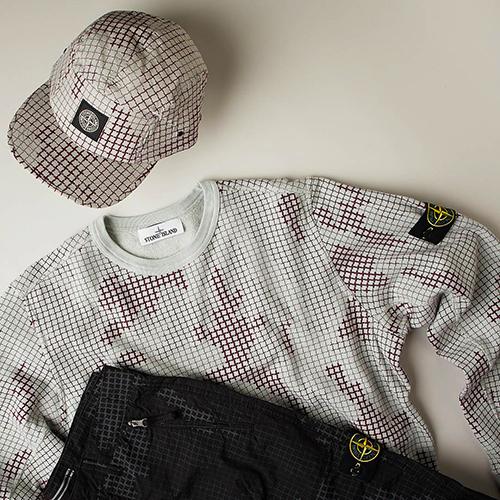 Outfit grid: new arrivals from the STONE ISLAND GRID CAMO COLLECTION